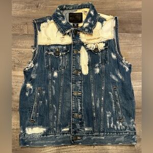 True Religion Blue Distressed Vest